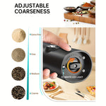 IPRee Automatic Electric Salt and Pepper Grinder Set Battery Powered with Ceramic Grinder Core Adjustable Coarseness LED Light Dual Chamber Kitchen Gadgets Spice Mill