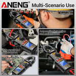 LinkMejor CM86 Clamp Meter 600A AC DC Current Voltage Resistance Capacitance Temperature Digital Multimeter NCV Function Backlit LCD Auto Power Off Handheld Tester