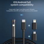 3 in 1 8mm Micro USB/Type-C Endoscope Inspection Dual Lens Camera Waterproof Smartphone Mini Inspection Camera for IOS Android Pipeline Video Borescope