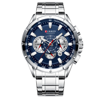 LinkMejor Men Watch Chronograph Quartz Wristwatch Waterproof Stainless Steel Sports Watches for Men Analog Calendar Wrist Watch