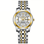 LinkMejor Women Luxury Quartz Watch Date Dial Analog Fashion Business Casual Wrist Watch Luminous Waterproof Steel Band Lady Watch
