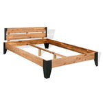 Bed Frame with 2 Nightstands Solid Acacia Wood Steel 76"x79.9"