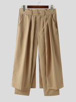 INCERUN Men Design Pleated Layering Pant Loose Fit Casual Daily Men's Bottoms