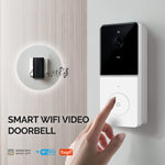 MoesHouse Tuya Smart WiFi Video Doorbell 1080P HD 140° Wide Angle Motion Detection 2-Way Audio IP65 Waterproof 5000mAh Battery Alexa Cloud SD Storage Wireless Chime Visual Door Bell