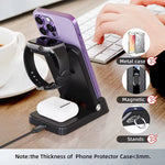 4-in-1 Foldable Alarm Clock 15W Wireless Charger Phone Bracket Fast Wireless Charging Stand for iPhone 17 17 Pro 16 Pro Max 15 14 13 for Huawei Mate XTs for Xiaomi 17pro for Samsung Galaxy S25 Ultra Apple Watch for Airpods