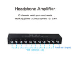 HAM-HP10 10 Channel Stereo Headphone Amplifier 1 Input 10 Output 12dB Gain NJM4556A 3.5mm Jack DC 12-24V Volume Control