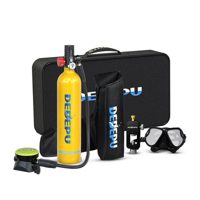 [US Direct] DEDEPU S5000B-A 1L Portable Scuba Diving Set 15-25 Minutes With Regulator Comfortable Silicone Mouthpiece Diving Goggles Strap Bag Handbag