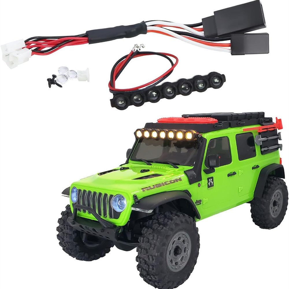 Upgraded Headlights Roof Bumper Angel Eye Spare Tire Holder LED Lights for Jeep for Ford Bronco Axial SCX30 1/30 Micro Off-Road Truck RC Cars Vehicles Models Parts