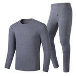LinkMejor HD-02G Electric Heated Top Pant Set Fleece 3 Zones Heating Lined Thermal Long Sleeves Trousers Men USB Chargeable Heated Suit