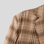 LinkMejor Mens Plaid Patchwork Long Sleeve Blazer Two-tone Stylish Casual Suit Outwear for Spring Fall