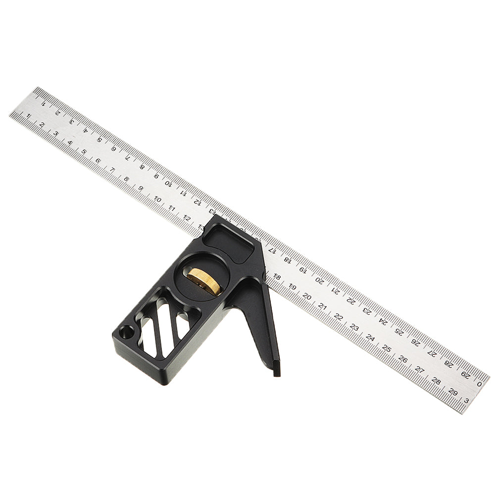 LinkMejor Adjustable 300mm Aluminum Alloy Combination Square 45 90 Degree Angle Scriber Steel Ruler Woodworking Line Locator Ruler DIY Carpenter Measuring Tool