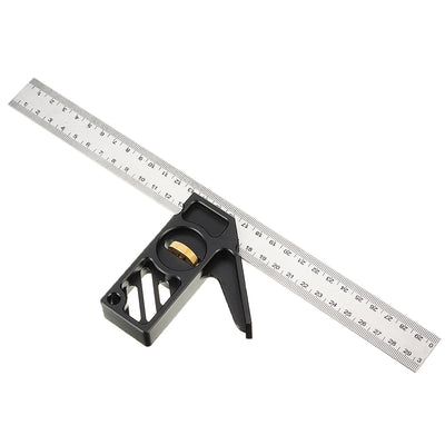LinkMejor Adjustable 300mm Aluminum Alloy Combination Square 45 90 Degree Angle Scriber Steel Ruler Woodworking Line Locator Ruler DIY Carpenter Measuring Tool