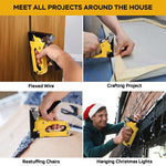 Heavy Duty Staple Gun 3 in 1 Adjustable Power Chrome Finish Aluminum Alloy Supports T Type N Type U Type Staples Ergonomic Grip Quick Load