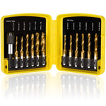 Drillpro 13pcs M3-M10 Metric Screw Thread Tap Drill Bits Set Hex Shank Drill Bit Screw Compound Tap Hand Tools with Joint Rod