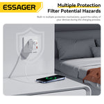 [GaN Tech] ESSAGER ES-CD60 65W 2-Port USB PD Charger with USB-C Retractable Cable+USB-A+USB-C PD3.0 QC4.0 PPS Fast Charging Wall Charger Adapter EU Plug for iPhone 17 17Pro 16 Pro Max 15 14 for Xiaomi 17pro for SAMSUNG for OPPO
