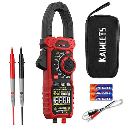 EU US Direct KAIWEETS HT208D Inrush Clamp Meter T-RMS 6000 Counts AC/DC 1000V True RMS Precision NCV Detection LED Flashlight Best Multimeter for Labs and Industries