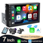 7" 1DIN Car Radio MP5 Player Wireless CarPlay Android Auto Bluetooth 5.0 Mirror Link FM AUX USB Reversing Camera Steering Wheel Control