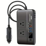200W Car Inverter DC 12V to 110V AC Power Inverter for Car Charger Adapter with PD 20W USB-C Dual USB Ports and QC3.0 Fast Charging Port