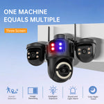 Three Screens 3MP WiFi PTZ Camera Human AI Motion Night Vision Sound&Light Alarm Two-way Audio Monitoring Camera for Indoor Outdoor Security Surveillance