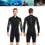 LinkMejor Men's 1.5mm Neoprene Shorty Wetsuit UV Resistant Front Zip Long Sleeve Diving Suit for Snorkeling Swimming Surfing