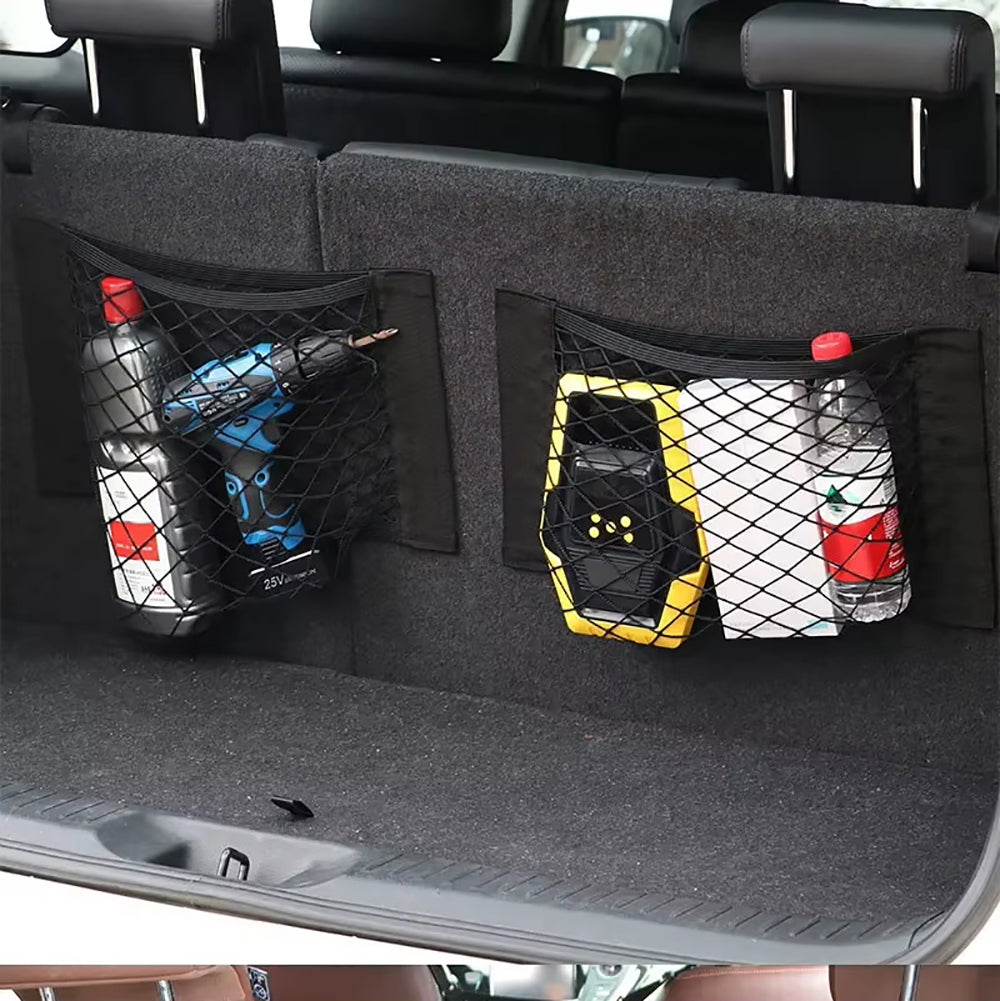 Car Trunk Organizer Mesh Net Double Mesh Trunk Storage Mesh Bag Fire Extinguisher Fixed Mesh Finishing Storage Elastic Strap