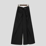 INCERUN Mens Deconstructed Twist Design Solid Color Pants Fashion Wide Leg Back Zipper Trousers Party Streatwear Large Size S-5XL