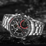 LinkMejor Multi-function Men Watch Night Light Waterproof Quartz Watch Timepiece Chronograph Date Sport Watch for Male