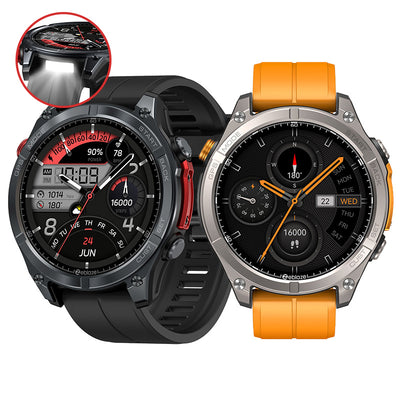 [World Premiere]LinkMejor Stratos 4 1.43-inch AMOLED GPS 5ATM&IP69K Waterproof Built-in Flashlight Compass&Barometric Altimeter 60 days Battery Life Voice Assistant bluetooth Call Heart Rate SpO2 Monitor Sleep Monitoring Multi-sport Modes Smart Watch