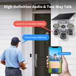 V380 8MP 8X Digital Zoom 4-Lens Solar Security Camera Wireless Outdoor WiFi/4G PTZ Night Vision Motion Two Way Audio Weatherproof Battery Powered Home Surveillance System