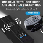 LinkMejor 2 in 1 Wired Control Bike Headlight 2000mAh Power Bank Handlebar Flashlight USB Charging IPX4 Waterproof with Bell for Mountain Cycling Night Safe Riding