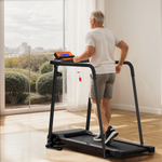[EU Direct] Bominfit JK0805L Elderly Rehabilitation Walking Pad Treadmill with Extended Handrail - Top Speed 12km/h, 2.5HP Quiet Motor, LED Display with 12 Programs, Safety for Senior Recovery Fitness
