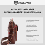 LinkMejor Men's Soft Genuine Leather Messenger Bag Business Casual Multi-functional Zipper Handheld Crossbody Bag