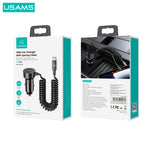 LinkMejor C33 60W 12-24V Car Charger USB Type C PD Fast Charge Hardware Plastic Belt with Aperture Spring Cable