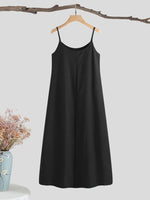 LinkMejor Plus Size Womens Long Dress Casual Sleeveless Solid Summer Long Maxi Dress
