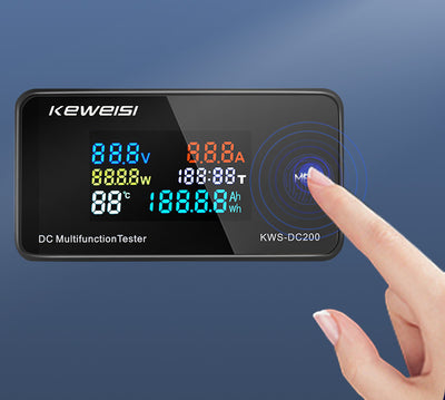 KWS-DC200 0-200V 0-100A DC Digital Display Voltage and Current Meter Color Screen Power Tempterature Tester Timer