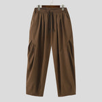 LinkMejor Mens Casual Deconstructed Pleated Carrot Pant Casual Daily Solid Color Design Long Trousers Male S-5XL