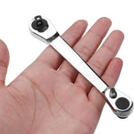 2-in-1 Mini Socket Ratchet Wrench 72-Tooth Dual-Head Design Chrome-Plated Accepts 1/4" Hex Bits Magnetic Power for Tight Spaces