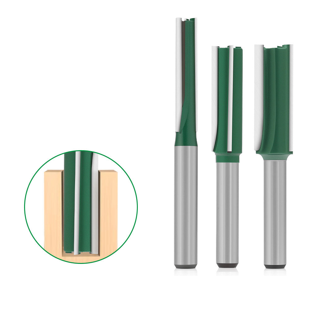 3-Blade Straight Router Bit Set Alloy Steel Woodworking Tool Compatible with Electric Engraver Router Handle Cutting Trimming Milling