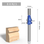 8mm Tungsten Carbide Router Bits Set Woodworking Cutter Tools Double Bearing R1.5 R2 R2.5 R3 R4 Smooth Cutting Edges