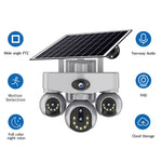 V380 8MP 8X Zoom Solar PTZ Security Camera 1080P Full HD 355° Wide Angle Full-Color Night Vision AI Human Motion Two-Way Audio IP66 Waterproof WIFI/4G Wireless Surveillance Camera for Outdoor