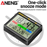 2PCS ANENG AP01 Hygrometer Clock Calendar Snooze Mode LCD Display Temperature Range -10~50°C Humidity Range 10~99% Hourly Reminder Battery Operated for Home Office
