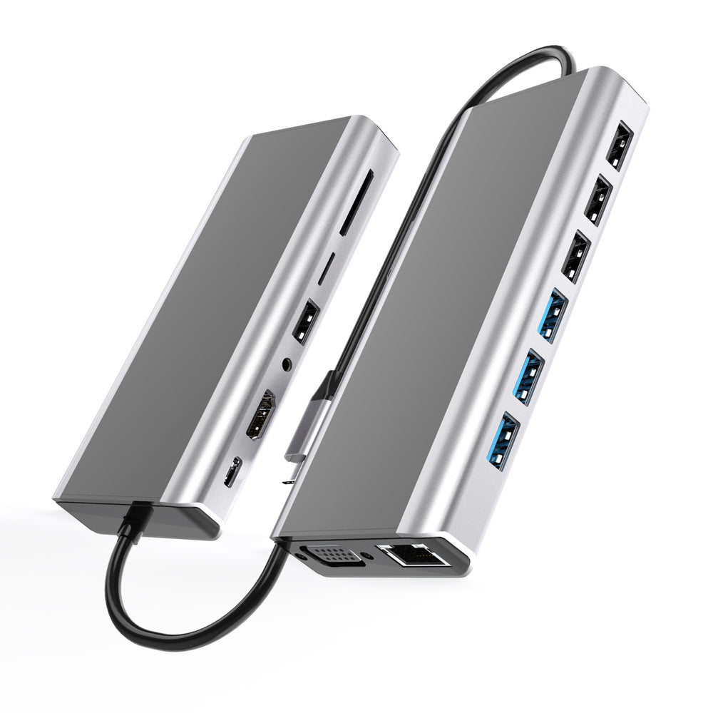 Bakeey FX15W 15 in 1 USB-C Hub Docking Station Adapter with 1*PD/ 1*SD/ 1*TF/ 4*USB 2.0/ 3*USB 3.01*HDMI/1 *LAN/ 1*VHA/ 1*Audio