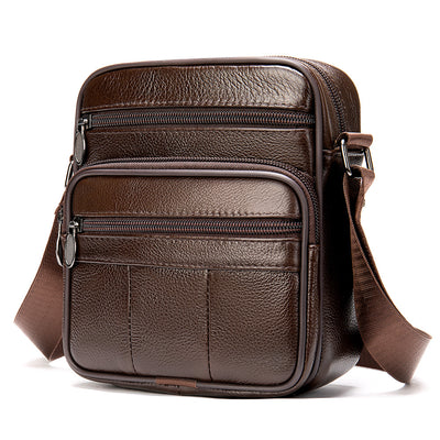Ekphero Men's Genuine Leather Shoulder Bag Business Casual Messenger Bag Multiple Pocket Capacity Crossbody Bag