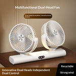 Tevorex Dual Head Wall Mounted Fan with 360° Rotation Three Speed Settings 4000mAh USB Rechargeable Battery for Home and Office