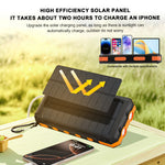 LinkMejor Portable 26800mAh Solar Power Bank Built-in Compass Waterproof 3 Mode LED Flashlight for Outdoor Camping Traveling Hiking