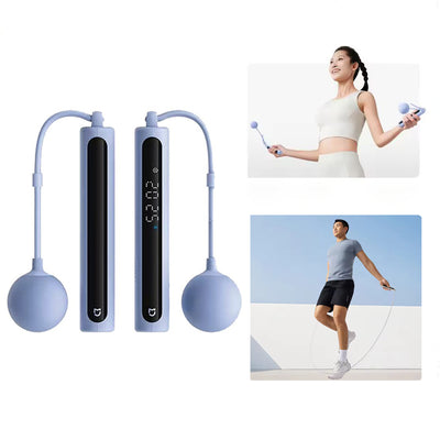 LinkMejor Mijia Smart Skipping Rope 2 LED Data Logging Adjustable Length Non-slip Silicone Strip Large Ball Swinging Skipping Rope for Indoor Outdoor Training Fitness Sports