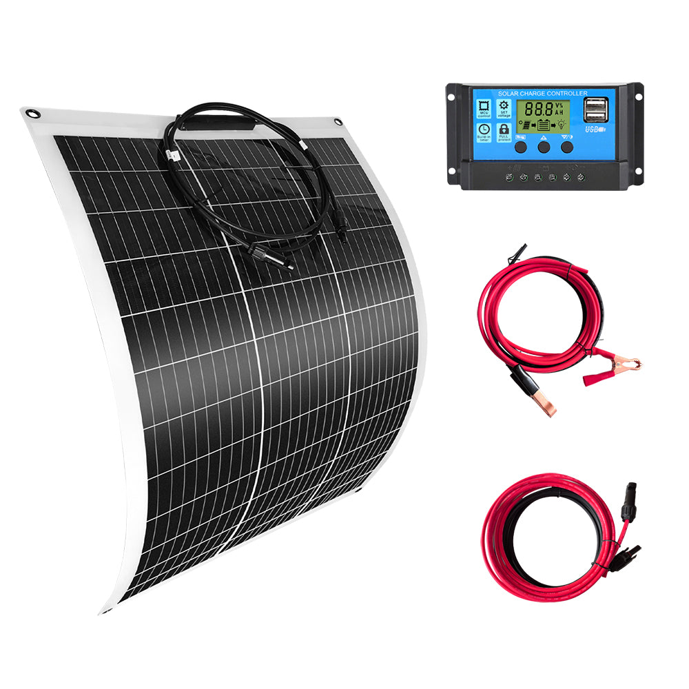 LinkMejor 100W / 200W Solar Panel Kit Flexible Monocrystalline High Efficiency Solar Panel  for Off-Grid RV Camping Power System