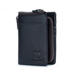 LinkMejor Men's Genuine Leather Wallet Detachable Coin Purse Large Capacity Multi-card Slots Card Holder Money Clip