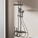 Space Aluminum Digital Display Square Shower Set Piano Button Bathroom Booster Shower Head System With Ambient Light Wall Mount Bracket Bathroom Faucets