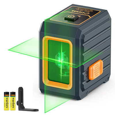 LinkMejor CM-G01 2 Lines Green Laser Level High Visibility ±0.3mm/m Self-Leveling IP54 Water Resistant Long Battery Life